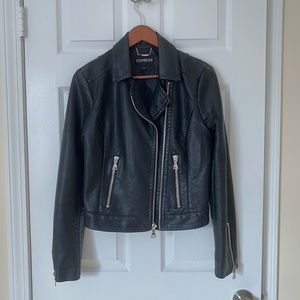 Express "Minus the Leather" Black Faux Leather Moto Jacket